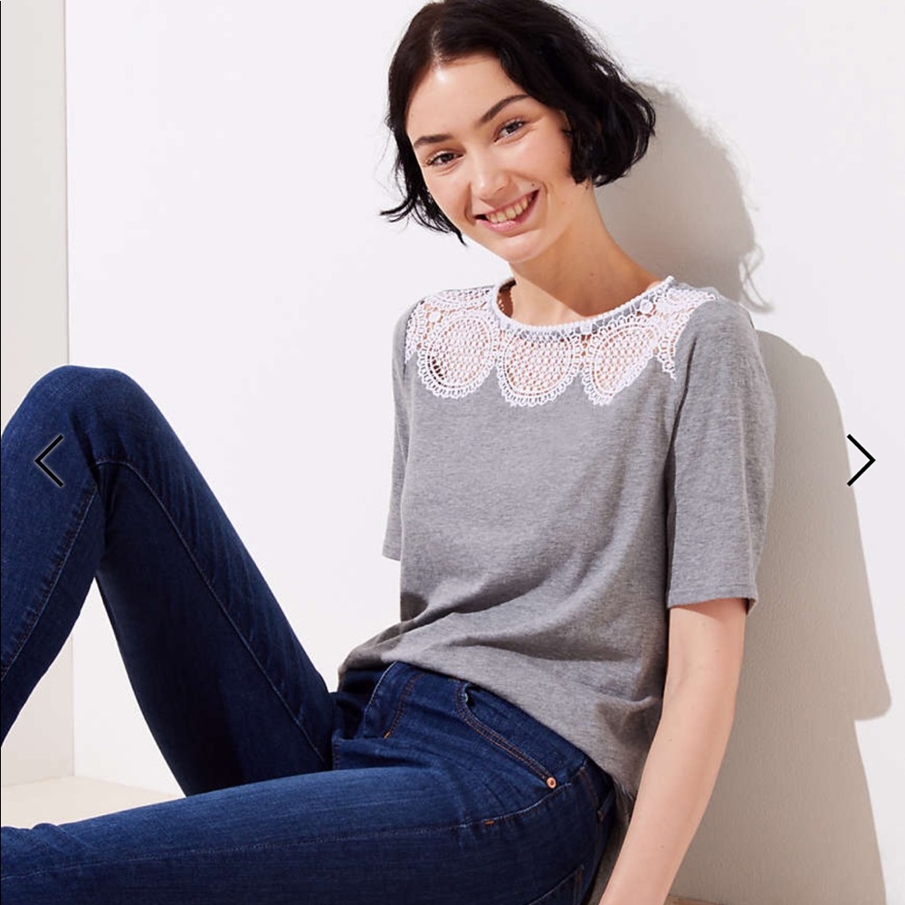 Loft lace yoke tee